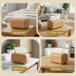 Darphe Spring Loaded Wood Grain Desktop Tissue Box Cover With Magnetic Closure - thumbnail 7