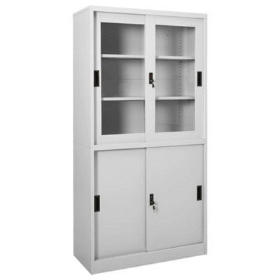 Berkfield Office Cabinet With Sliding Door Light Grey 90X40X180 Cm Steel - image 1