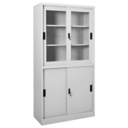 Berkfield Office Cabinet With Sliding Door Light Grey 90X40X180 Cm Steel