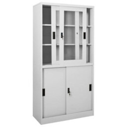Berkfield Office Cabinet With Sliding Door Light Grey 90X40X180 Cm Steel - thumbnail 5