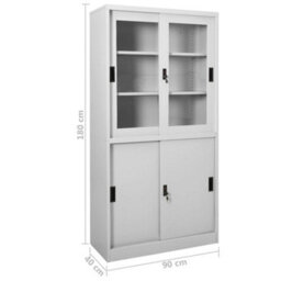 Berkfield Office Cabinet With Sliding Door Light Grey 90X40X180 Cm Steel - thumbnail 8