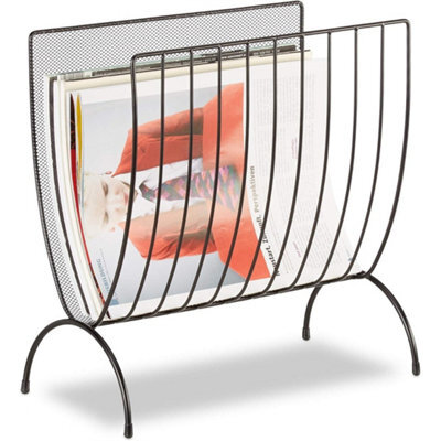Standing Magazine Rack Newspaper Mail Metal Shelf Storage Holder Black - image 1