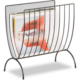 Standing Magazine Rack Newspaper Mail Metal Shelf Storage Holder Black - thumbnail 1