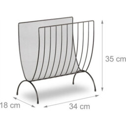 Standing Magazine Rack Newspaper Mail Metal Shelf Storage Holder Black - thumbnail 2