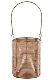 Orsina Hurricane Candle Holder, Eco-Friendly Rattan And Iron Frame Candle Holder, Rustic Design With Sleek Handle