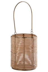 Orsina Hurricane Candle Holder, Eco-Friendly Rattan And Iron Frame Candle Holder, Rustic Design With Sleek Handle - thumbnail 3