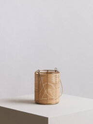 Orsina Hurricane Candle Holder, Eco-Friendly Rattan And Iron Frame Candle Holder, Rustic Design With Sleek Handle - thumbnail 4