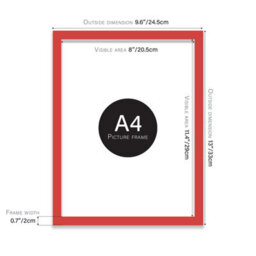 A4 Red Picture Frame Fits A4 (21 X 29.7Cm - 8.3 X 11.7In) Poster, Photo, Artwork, Or Print. - thumbnail 2
