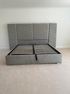 Stratus Interiors Atlas Wide Headboard Gold & Silver Trim Bed Frame - Add Professional Assembly & Delivery- Small Double - No Storage Type - image 1