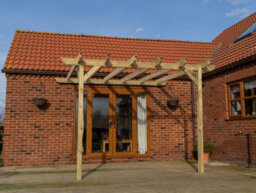 Arbor Garden Solutions Lean To Wooden Garden Pergola Kit - Longhorn Design Wall Mounted Gazebo, 2.4M X 4.8M (Natural Finish) - thumbnail 5