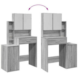 Berkfield Dressing Table With Cabinet Grey Sonoma 80X35X132 Cm - thumbnail 9