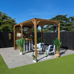 Waltons 4M X 2M Pressure Treated Wooden Pergola Garden Shelter