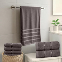 Smart Living Luxury 100% Cotton 8 Piece Super Soft Bathroom Towel Bale Set - Grey - thumbnail 2