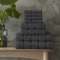 Smart Living Luxury 100% Cotton 8 Piece Super Soft Bathroom Towel Bale Set - Grey