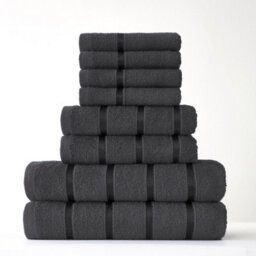 Smart Living Luxury 100% Cotton 8 Piece Super Soft Bathroom Towel Bale Set - Grey - thumbnail 8