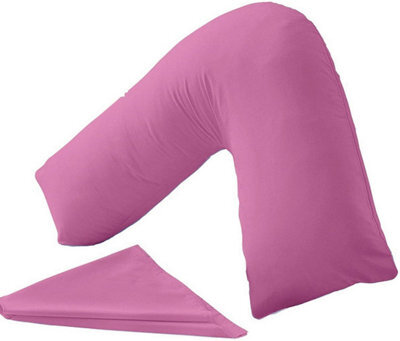 Homes & Linen Orthopaedic V-Shaped Pillow Extra Cushioning Support For Head, Neck & Back (Fuchsia, V-Pillow With Cover