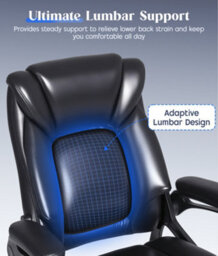 Executive Office Chair With Flip-Up Armrests, Pu Ergonomic Computer Chair With Tilt Function For Home Office Working Black - thumbnail 2