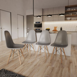 Urbn-Living Urbnliving 80Cm Width 5 Pcs Ceramic Square Crimea Shinny Table With Grey Chairs Set - thumbnail 5