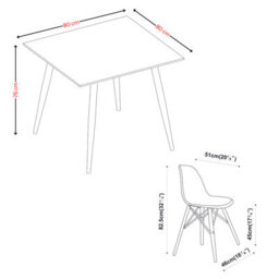 Urbn-Living Urbnliving 80Cm Width 5 Pcs Ceramic Square Crimea Shinny Table With Grey Chairs Set - thumbnail 7