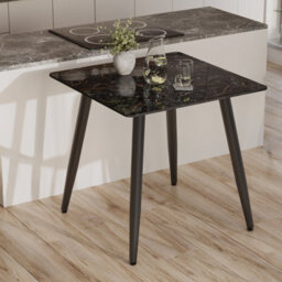 Urbn-Living Urbnliving 80Cm Width 5 Pcs Ceramic Square Crimea Shinny Table With Grey Chairs Set - thumbnail 3