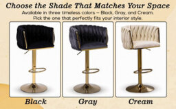 Hygrad Built to Survive Set Of 2 X Velvet Woven Upholstered Adjustable High Swivel Breakfast Bar Pub Home Stool Chair With Gold Metal Base & Gas Lift - thumbnail 5