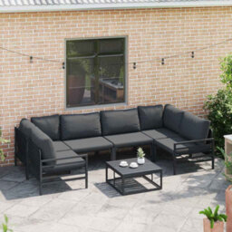 Berkfield Elegant Garden Sofa Set 7 Pcs Anthracite Steel - thumbnail 3
