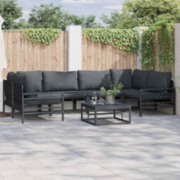 Berkfield Elegant Garden Sofa Set 7 Pcs Anthracite Steel - thumbnail 2