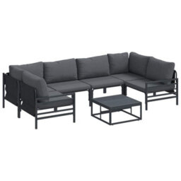 Berkfield Elegant Garden Sofa Set 7 Pcs Anthracite Steel - thumbnail 1