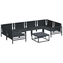 Berkfield Elegant Garden Sofa Set 7 Pcs Anthracite Steel - thumbnail 6