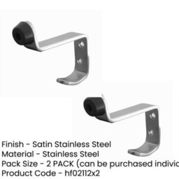 Loops 2 Pack Premium Satin Stainless Steel Hat And Coat Hook With 75mm Projection - Wall Mounted Clothing Hook - thumbnail 2