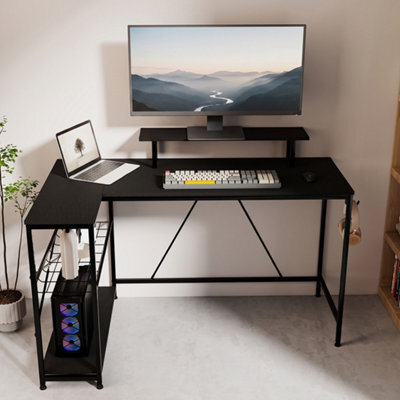 Levede L-Shaped Gaming Desk Computer Table With Rgb Lights Power Outlets - image 1