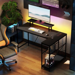 Levede L-Shaped Gaming Desk Computer Table With Rgb Lights Power Outlets - thumbnail 3