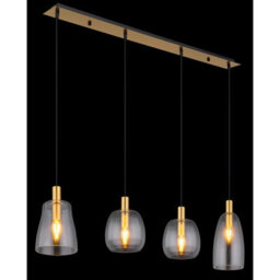 Luminosa Lighting Luminosa Garri Bar Pendant Ceiling Light Brass-Coloured Clear Glass Shade 4X E14 - thumbnail 5