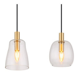 Luminosa Lighting Luminosa Garri Bar Pendant Ceiling Light Brass-Coloured Clear Glass Shade 4X E14 - thumbnail 4