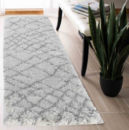 Moroccan Berber Shaggy Rugs Living Room Abstract Light Cream 60X220 Cm
