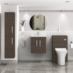 Royal Bathrooms Turin Grey Elm 500mm Wall Hung Vanity Unit 2 Door With Minimalist Basin Sink - thumbnail 2