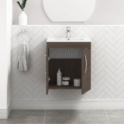 Royal Bathrooms Turin Grey Elm 500mm Wall Hung Vanity Unit 2 Door With Minimalist Basin Sink - thumbnail 5