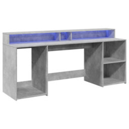 Berkfield Desk With Led Lights Concrete Grey 200X55X91 Cm Engineered Wood - thumbnail 3
