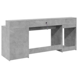 Berkfield Desk With Led Lights Concrete Grey 200X55X91 Cm Engineered Wood - thumbnail 8