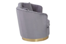 Orsina Two Seat Pleated Grey Velvet Sofa, Luxurious Grey Velvet 2 Seater With Pleated Back And Gold Finish Base - thumbnail 4