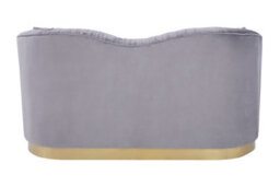Orsina Two Seat Pleated Grey Velvet Sofa, Luxurious Grey Velvet 2 Seater With Pleated Back And Gold Finish Base - thumbnail 3