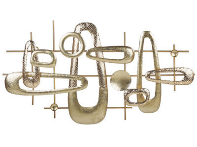 Beliani Gold Iron Geometric Wall Sculpture - Modern Glam Horizontal Decor, W90 X H50Cm - image 1