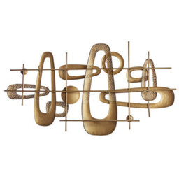 Beliani Gold Iron Geometric Wall Sculpture - Modern Glam Horizontal Decor, W90 X H50Cm - thumbnail 3