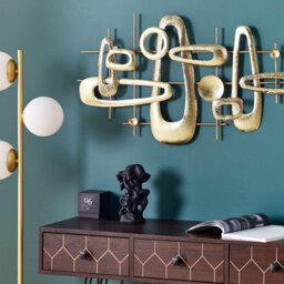 Beliani Gold Iron Geometric Wall Sculpture - Modern Glam Horizontal Decor, W90 X H50Cm - thumbnail 2
