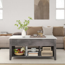 Lift Up Coffee Table Rising Center Table Accent Table  Lift Top-Grey - thumbnail 4