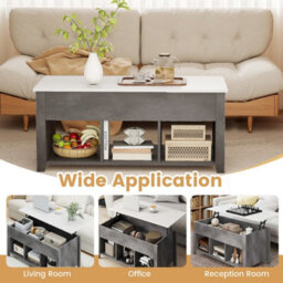 Lift Up Coffee Table Rising Center Table Accent Table  Lift Top-Grey - thumbnail 5