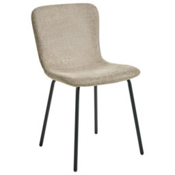 Wyld And Coco Fabric Dining Chair Set Of 4 - Beige Upholstery, Black Legs - thumbnail 4