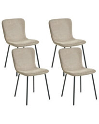 Wyld And Coco Fabric Dining Chair Set Of 4 - Beige Upholstery, Black Legs - thumbnail 3