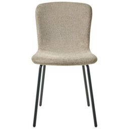 Wyld And Coco Fabric Dining Chair Set Of 4 - Beige Upholstery, Black Legs - thumbnail 1