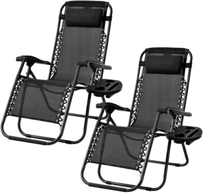 Vivo Pair Of Zero Gravity Garden Chair Outdoor Reclining Sun Lounger Portable Beach Recliner - image 1